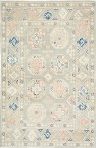 Tappeto Kazak Geometrico Verde Salvia Rosa Cipria 103x155 Cm