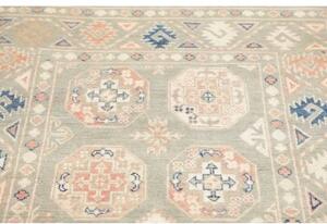 Tappeto Kazak Geometrico Verde Salvia Rosa Cipria 103x155 Cm