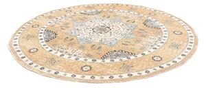 Tappeto Kazak Stilizzato Beige Blu Avio Rotondo 250x245 Cm