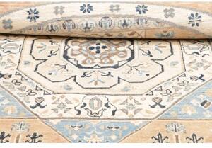 Tappeto Kazak Stilizzato Beige Blu Avio Rotondo 250x245 Cm