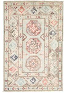 Tappeto Kazak Geometrico Celeste Avorio 83x125 Cm