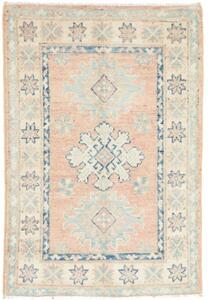 Tappeto Kazak Stilizzato Rosa Antico Celeste 63x92 Cm