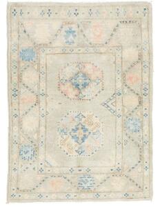 Tappeto Kazak Geometrico Grigio Chiaro Azzurro 63x88 Cm