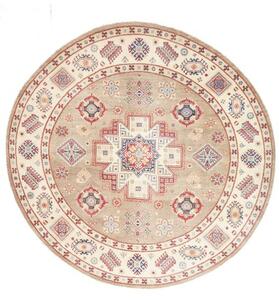 Tappeto Kazak Medaglione Beige Avorio Rotondo 238x234 Cm