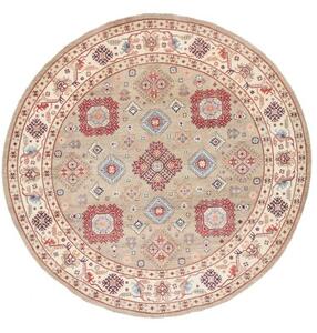 Tappeto Kazak Geometrico Beige Rosso Rotondo 273x267 Cm