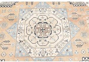 Tappeto Kazak Stilizzato Beige Blu Avio Rotondo 250x245 Cm