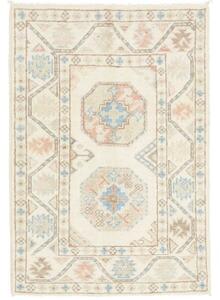 Tappeto Kazak Geometrico Avorio Azzurro 63x90 Cm