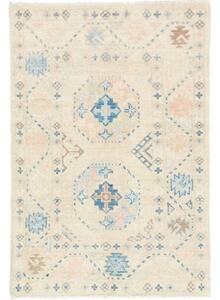 Tappeto Kazak Stilizzato Avorio Azzurro 62x90 Cm
