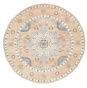 Tappeto Kazak Stilizzato Beige Blu Avio Rotondo 250x245 Cm