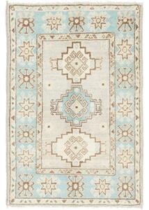 Tappeto Kazak Geometrico Celeste Avorio 63x93 Cm