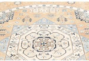 Tappeto Kazak Stilizzato Beige Blu Avio Rotondo 250x245 Cm