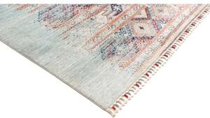Tappeto Gabbeh Nova Geometrico Celeste Mattone 246x356 Cm