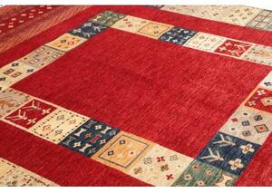Tappeto Gabbeh Nova Geometrico Rosso Multicolore 244x296 Cm