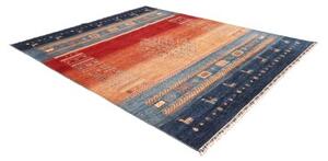 Tappeto Gabbeh Nova Geometrico Blu Rosso 245x285 Cm