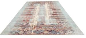 Tappeto Gabbeh Nova Geometrico Celeste Mattone 246x356 Cm