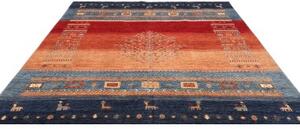 Tappeto Gabbeh Nova Geometrico Blu Rosso 245x285 Cm