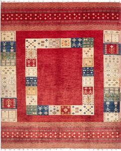 Tappeto Gabbeh Nova Geometrico Rosso Multicolore 244x296 Cm