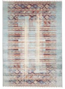 Tappeto Gabbeh Nova Geometrico Celeste Mattone 246x356 Cm