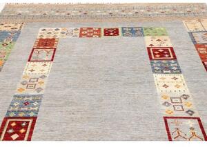 Tappeto Gabbeh Nova Geometrico Celeste Beige 207x297 Cm