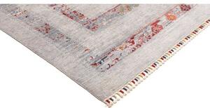 Tappeto Gabbeh Nova Geometrico Grigio Chiaro Rosso 206x296 Cm