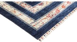 Tappeto Gabbeh Nova Geometrico Blu Avorio 205x297 Cm