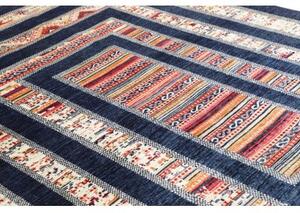 Tappeto Gabbeh Nova Geometrico Blu Avorio 205x297 Cm