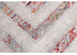 Tappeto Gabbeh Nova Geometrico Grigio Chiaro Rosso 206x296 Cm