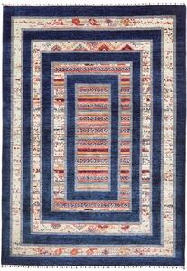 Tappeto Gabbeh Nova Geometrico Blu Avorio 205x297 Cm