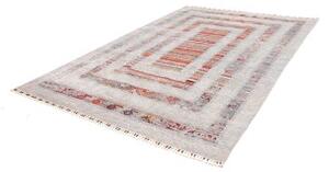 Tappeto Gabbeh Nova Geometrico Grigio Chiaro Rosso 206x296 Cm