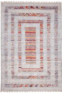 Tappeto Gabbeh Nova Geometrico Grigio Chiaro Rosso 206x296 Cm