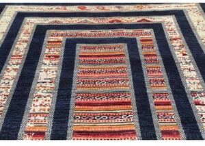 Tappeto Gabbeh Nova Geometrico Blu Avorio 205x297 Cm