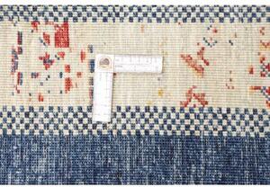 Tappeto Gabbeh Nova Geometrico Blu Avorio 205x297 Cm