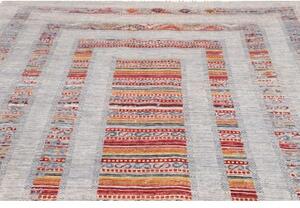Tappeto Gabbeh Nova Geometrico Grigio Chiaro Rosso 206x296 Cm