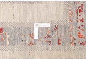 Tappeto Gabbeh Nova Geometrico Grigio Chiaro Rosso 206x296 Cm