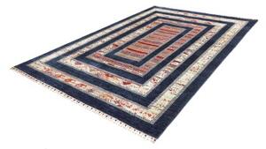 Tappeto Gabbeh Nova Geometrico Blu Avorio 205x297 Cm