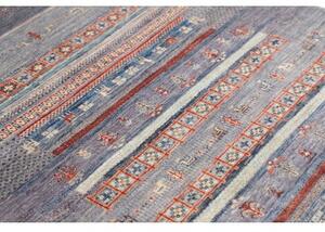 Tappeto Gabbeh Nova Geometrico Blu Rosso Mattone 123x181 Cm