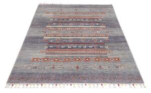 Tappeto Gabbeh Nova Geometrico Blu Rosso Mattone 123x181 Cm