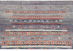 Tappeto Gabbeh Nova Geometrico Blu Rosso Mattone 123x181 Cm
