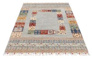 Tappeto Gabbeh Nova Geometrico Grigio Chiaro Multicolore 128x180 Cm