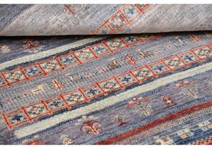 Tappeto Gabbeh Nova Geometrico Blu Rosso Mattone 123x181 Cm