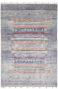 Tappeto Gabbeh Nova Geometrico Blu Rosso Mattone 123x181 Cm