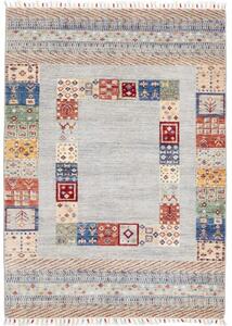 Tappeto Gabbeh Nova Geometrico Grigio Chiaro Multicolore 128x180 Cm