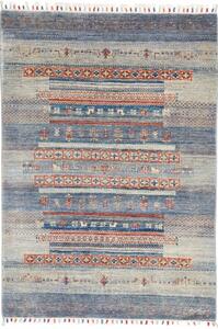 Tappeto Gabbeh Nova Geometrico Blu Rosso Mattone 106x148 Cm