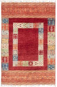 Tappeto Gabbeh Nova Geometrico Rosso Multicolore 101x153 Cm