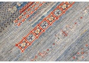 Tappeto Gabbeh Nova Geometrico Blu Rosso 103x147 Cm