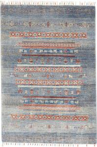 Tappeto Gabbeh Nova Geometrico Blu Rosso 103x147 Cm