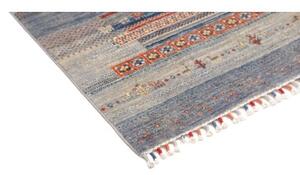 Tappeto Gabbeh Nova Geometrico Blu Rosso Mattone 106x148 Cm