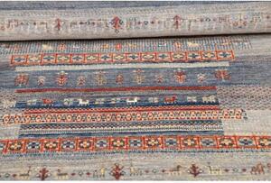 Tappeto Gabbeh Nova Geometrico Blu Rosso Mattone 106x148 Cm