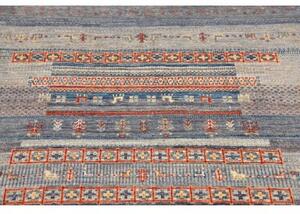 Tappeto Gabbeh Nova Geometrico Blu Rosso Mattone 106x148 Cm