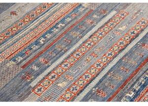 Tappeto Gabbeh Nova Geometrico Blu Rosso Mattone 106x148 Cm